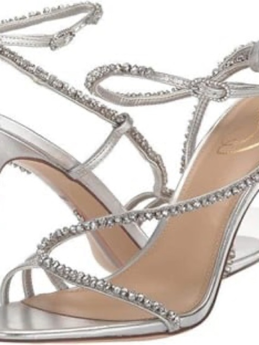 Silver Rhinestone Strappy Heels for Women